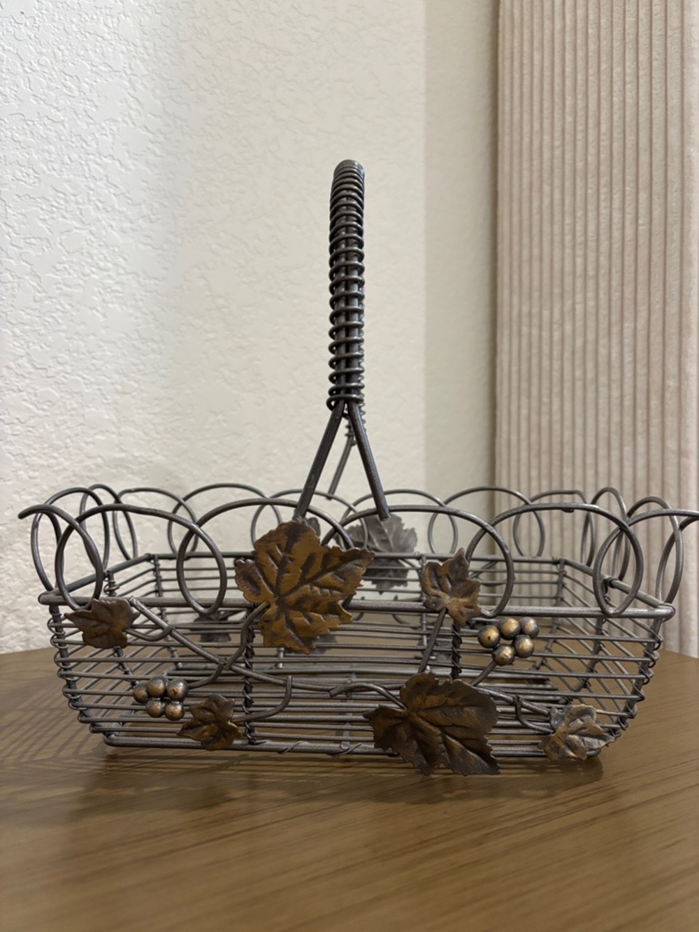 Decorative Metal Leaf Wire Basket - Rustic Bronze